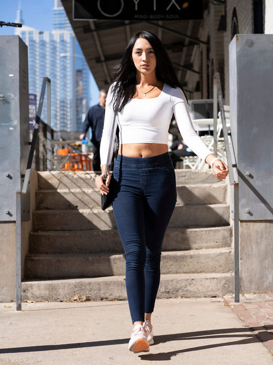 Ballerina Crop - White - Best premium leggings, bra, t shirt, workout clothes, activewear, ARYA Athleisure , yoga clothes, gym clothes