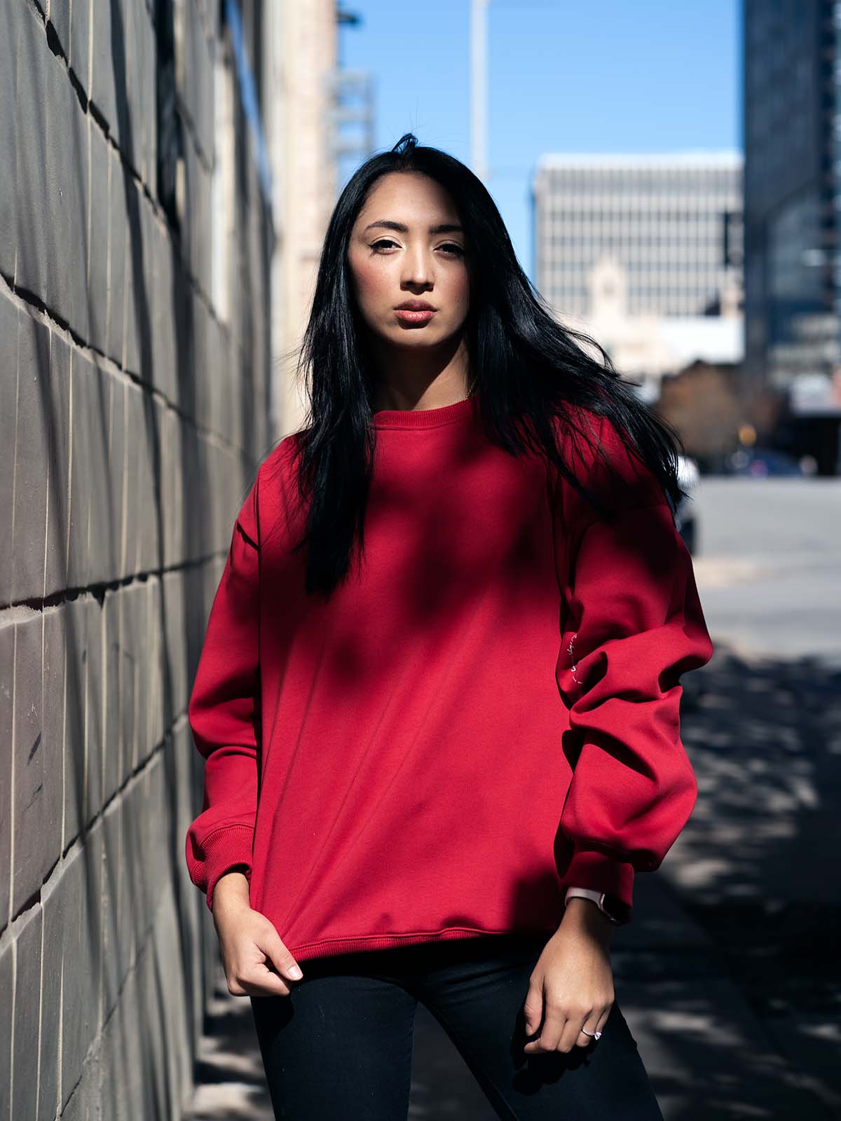 Notorious Sweater - Dark Red - Best premium leggings, bra, t shirt, workout clothes, activewear, ARYA Athleisure , yoga clothes, gym clothes