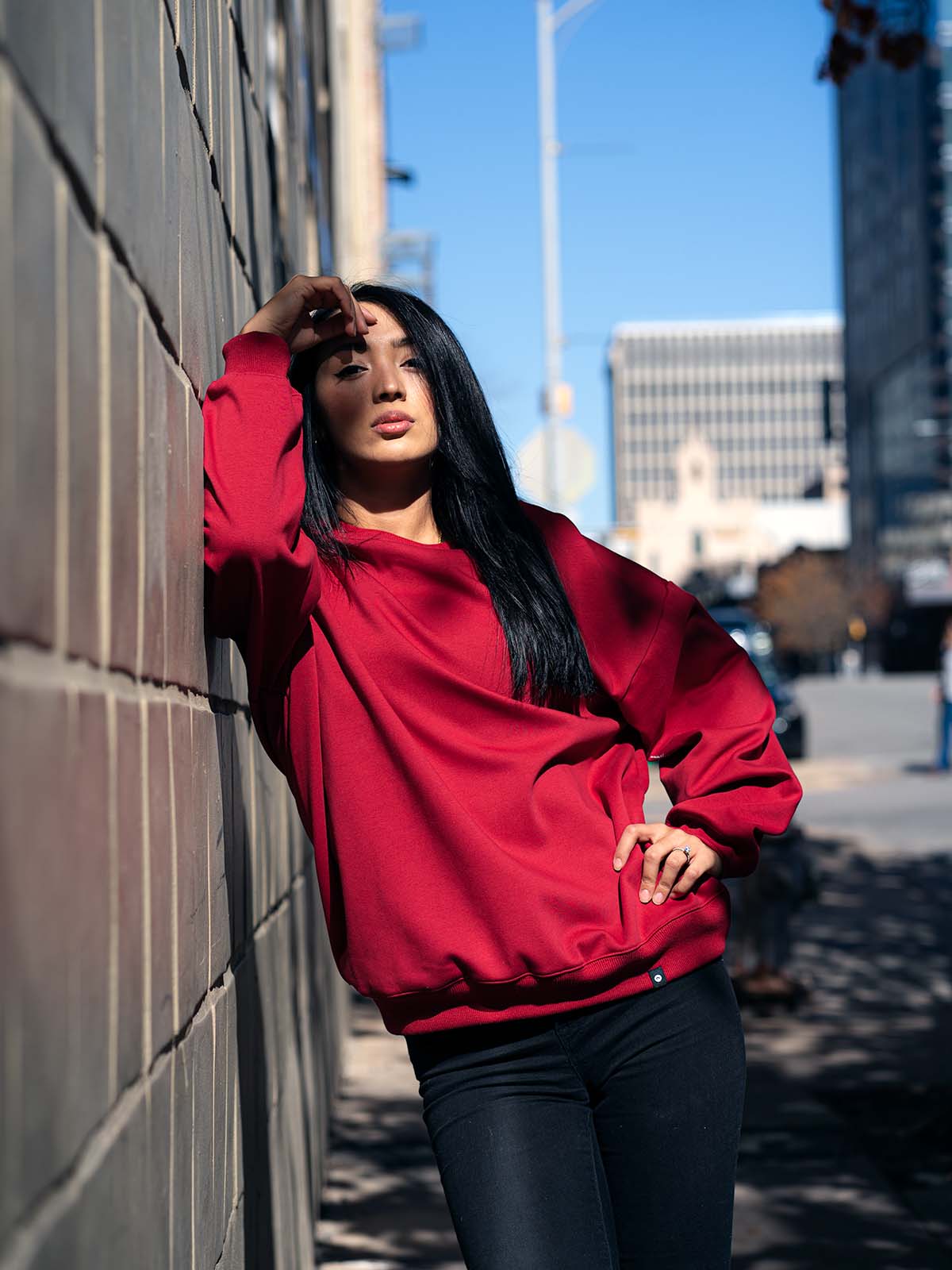 Notorious Sweater - Dark Red - Best premium leggings, bra, t shirt, workout clothes, activewear, ARYA Athleisure , yoga clothes, gym clothes