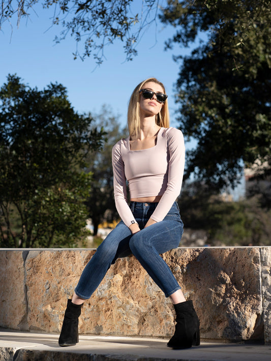 Ballerina Crop - Pink - Best premium leggings, bra, t shirt, workout clothes, activewear, ARYA Athleisure , yoga clothes, gym clothes