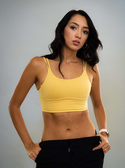 Arcadia Crop - Yellow - Best premium leggings, bra, t shirt, workout clothes, activewear, ARYA Athleisure , yoga clothes, gym clothes