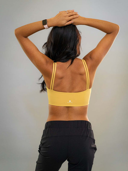 Arcadia Crop - Yellow - Best premium leggings, bra, t shirt, workout clothes, activewear, ARYA Athleisure , yoga clothes, gym clothes