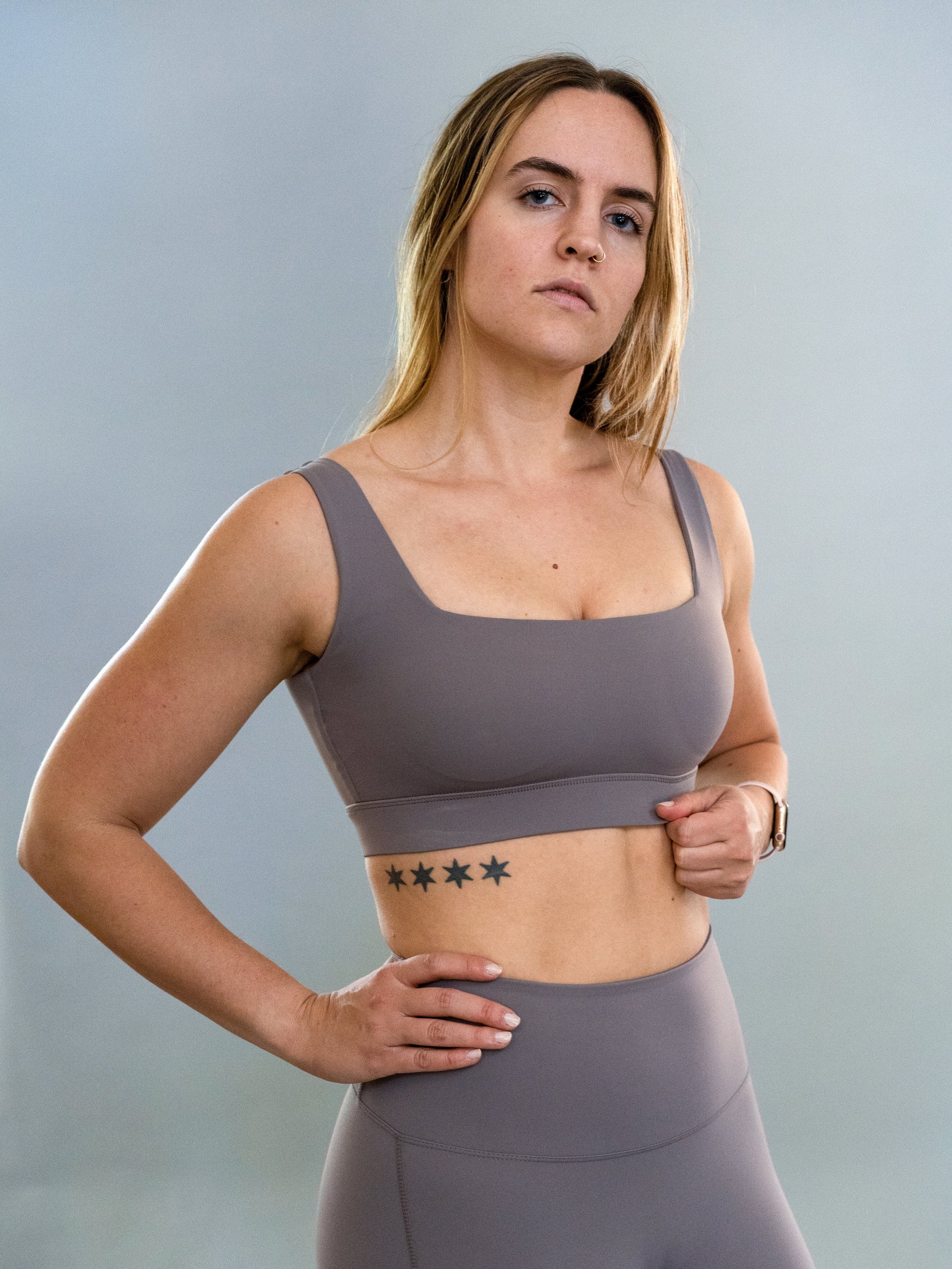 Georgia Bra Top - Light Gray - Best premium leggings, bra, t shirt, workout clothes, activewear, ARYA Athleisure , yoga clothes, gym clothes