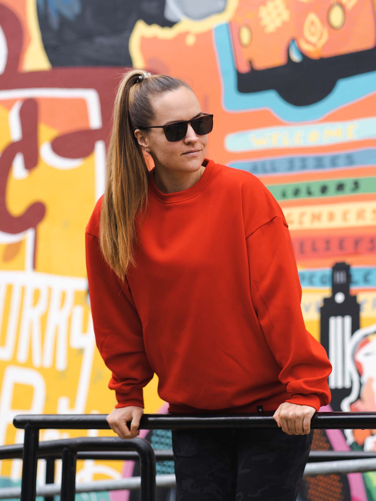 Notorious Sweater - Bright Red - Best premium leggings, bra, t shirt, workout clothes, activewear, ARYA Athleisure , yoga clothes, gym clothes