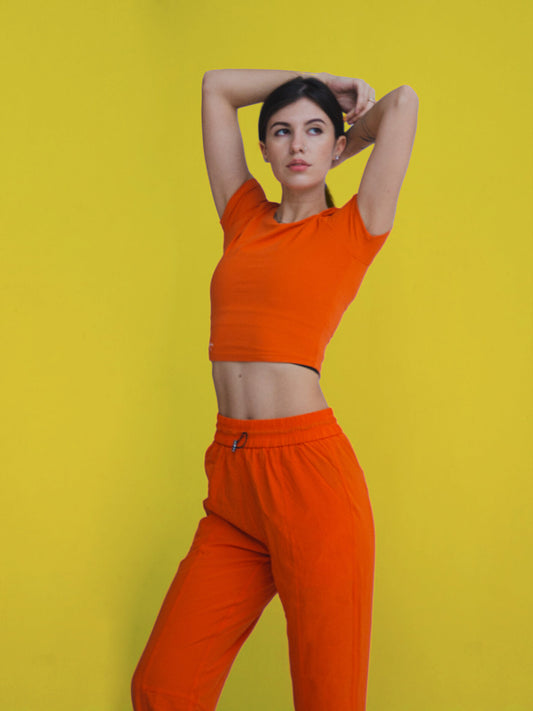 Miami Crop Tee - Orange - Best premium leggings, bra, t shirt, workout clothes, activewear, ARYA Athleisure , yoga clothes, gym clothes