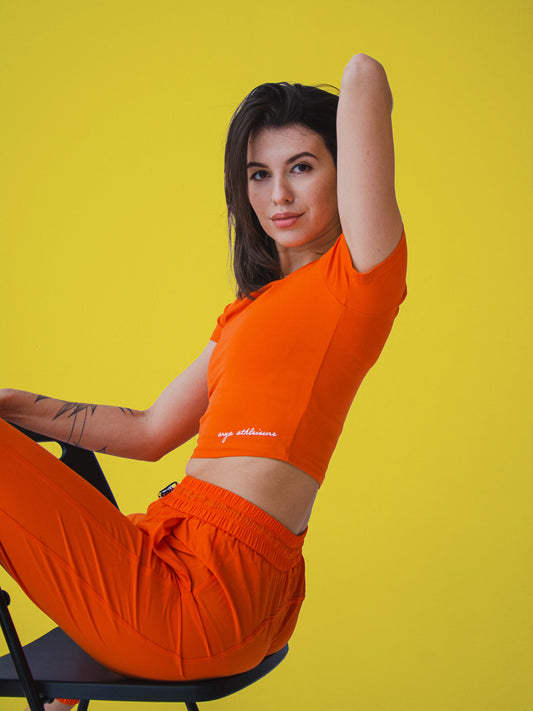 Miami Crop Tee - Orange - Best premium leggings, bra, t shirt, workout clothes, activewear, ARYA Athleisure , yoga clothes, gym clothes