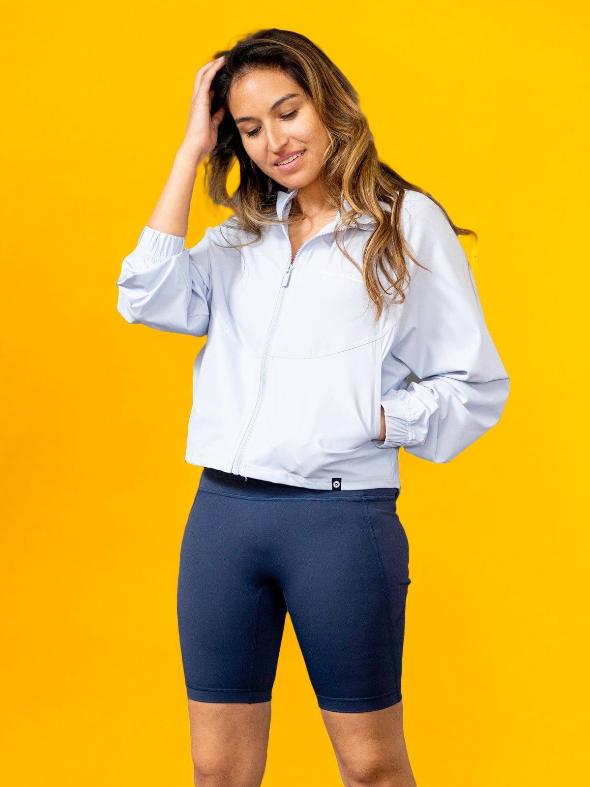 Naomi Bomber Jacket - Baby Blue - Best premium leggings, bra, t shirt, workout clothes, activewear, ARYA Athleisure , yoga clothes, gym clothes